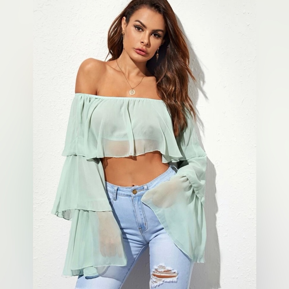 Green sheer crop top